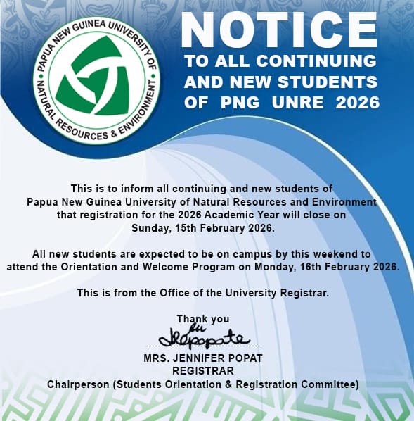 PNG UNRE 2026 Registration Closing Date